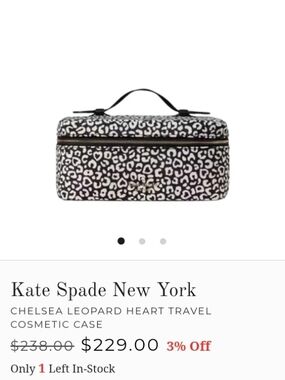 kate spade Black & White Leopard Heart Cosmetic Case